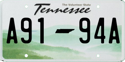 TN license plate A9194A