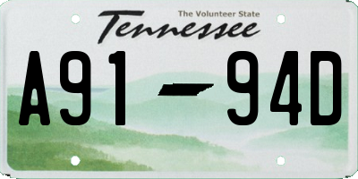 TN license plate A9194D