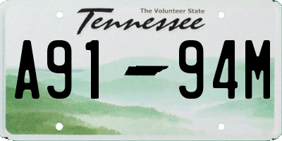 TN license plate A9194M