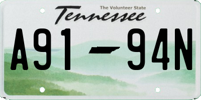 TN license plate A9194N