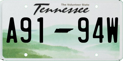 TN license plate A9194W