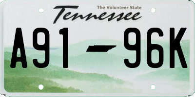 TN license plate A9196K