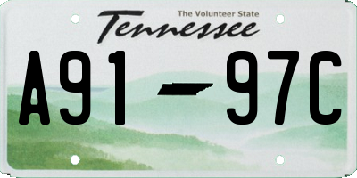TN license plate A9197C