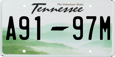 TN license plate A9197M