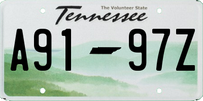 TN license plate A9197Z