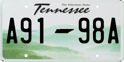 TN license plate A9198A