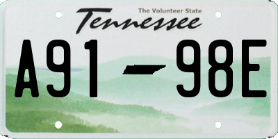 TN license plate A9198E