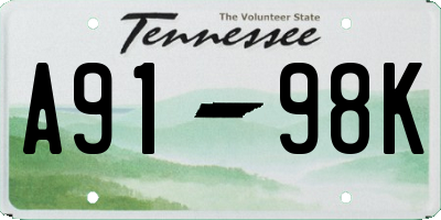TN license plate A9198K