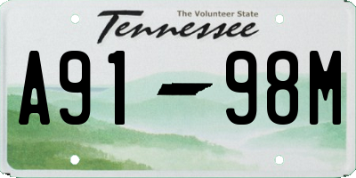 TN license plate A9198M