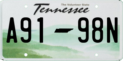 TN license plate A9198N