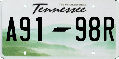 TN license plate A9198R