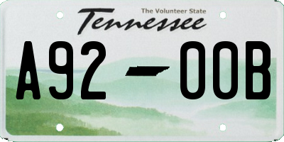 TN license plate A9200B