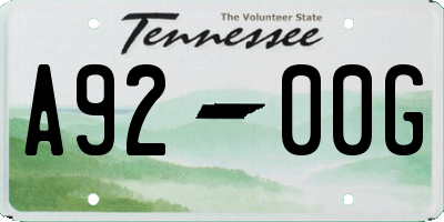 TN license plate A9200G