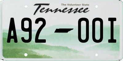 TN license plate A9200I