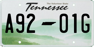 TN license plate A9201G