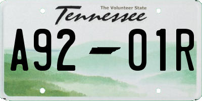 TN license plate A9201R