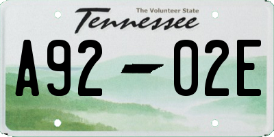 TN license plate A9202E