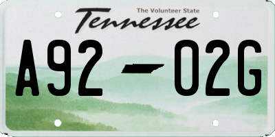 TN license plate A9202G