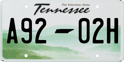 TN license plate A9202H