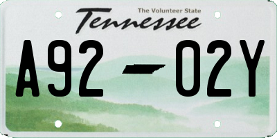 TN license plate A9202Y
