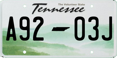 TN license plate A9203J