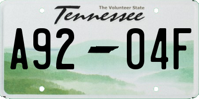 TN license plate A9204F