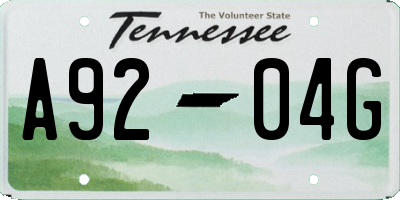 TN license plate A9204G