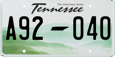 TN license plate A9204O