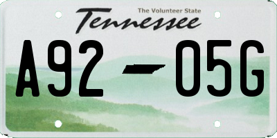 TN license plate A9205G