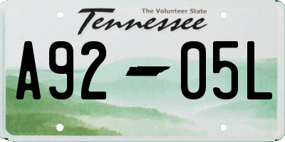 TN license plate A9205L