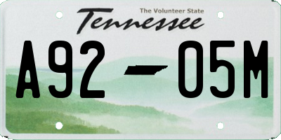 TN license plate A9205M