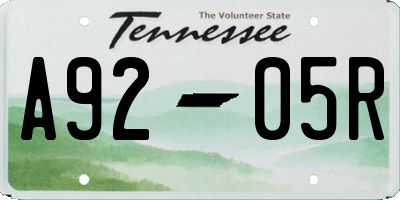 TN license plate A9205R