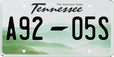 TN license plate A9205S