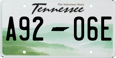 TN license plate A9206E