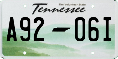 TN license plate A9206I