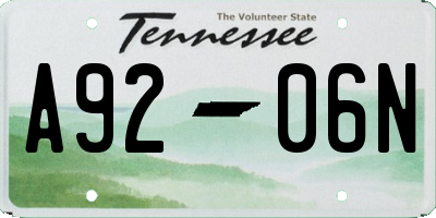 TN license plate A9206N
