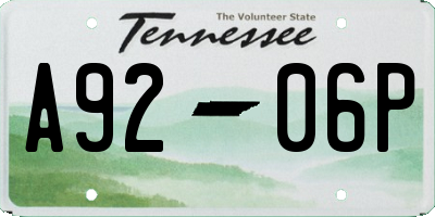TN license plate A9206P