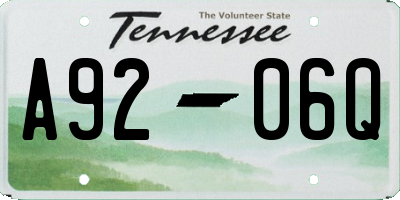 TN license plate A9206Q
