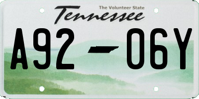 TN license plate A9206Y