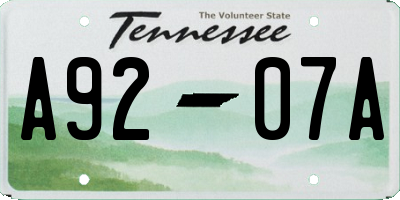 TN license plate A9207A