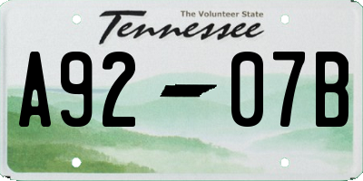 TN license plate A9207B