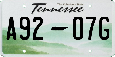 TN license plate A9207G