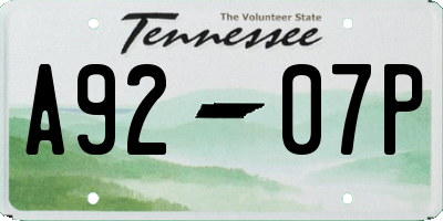 TN license plate A9207P