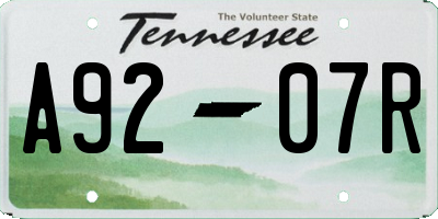 TN license plate A9207R