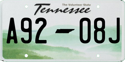 TN license plate A9208J