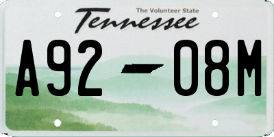 TN license plate A9208M