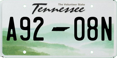 TN license plate A9208N