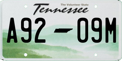 TN license plate A9209M