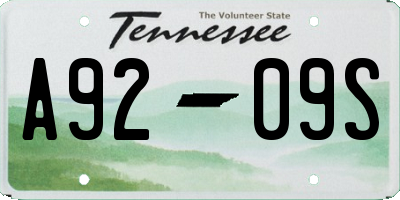 TN license plate A9209S