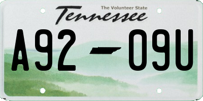 TN license plate A9209U